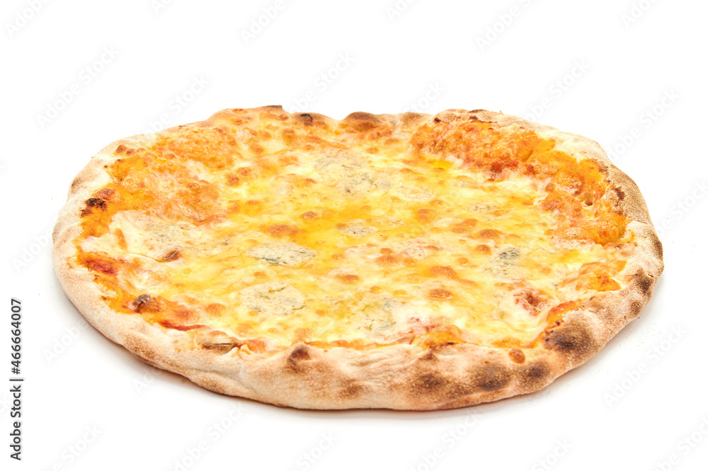 pizza with cheese and various ingredients