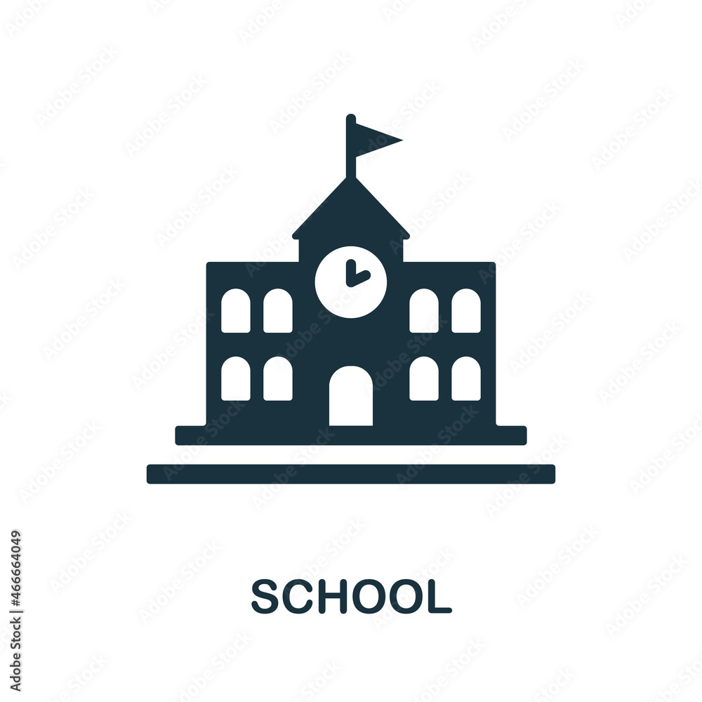 School icon. Monochrome sign from school education collection. Creative School icon illustration for web design, infographics and more