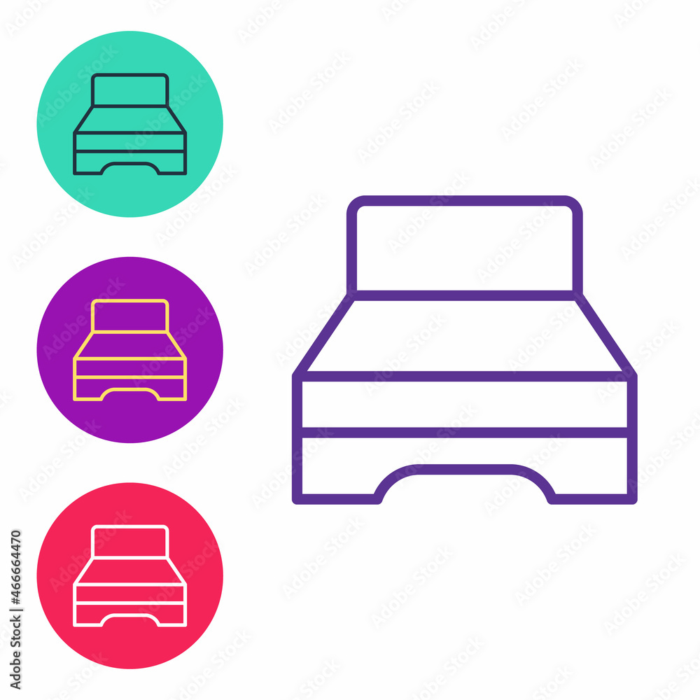 Set line Big bed for two or one person icon isolated on white background. Set icons colorful. Vector Set line Big bed for two or one person icon isolated on white background. Set icons colorful. Vector