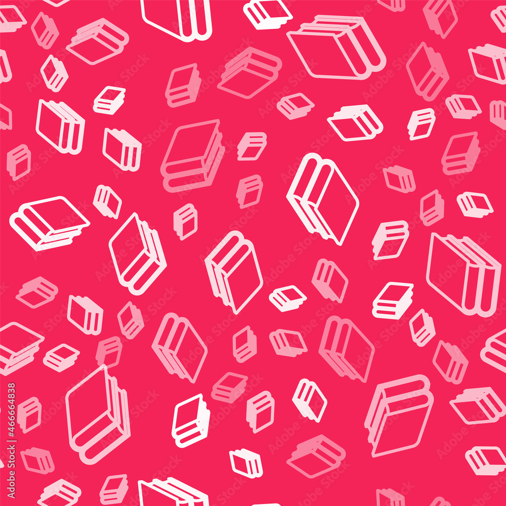 White line Book icon isolated seamless pattern on red background. Vector White line Book icon isolated seamless pattern on red background. Vector
