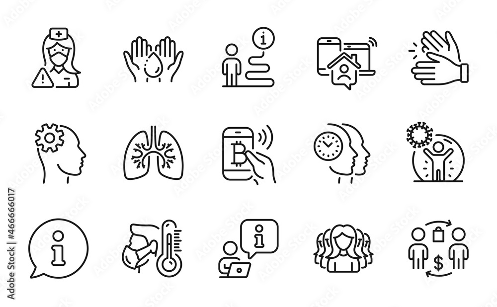People icons set. Included icon as Work home, Women group, Sick man signs. Time management, Buying process, Wash hands symbols. Clapping hands, Coronavirus protection, Engineering. Nurse. Vector People icons set. Included icon as Work home, Women group, Sick man signs. Time management, Buying process, Wash hands symbols. Clapping hands, Coronavirus protection, Engineering. Nurse. Vector