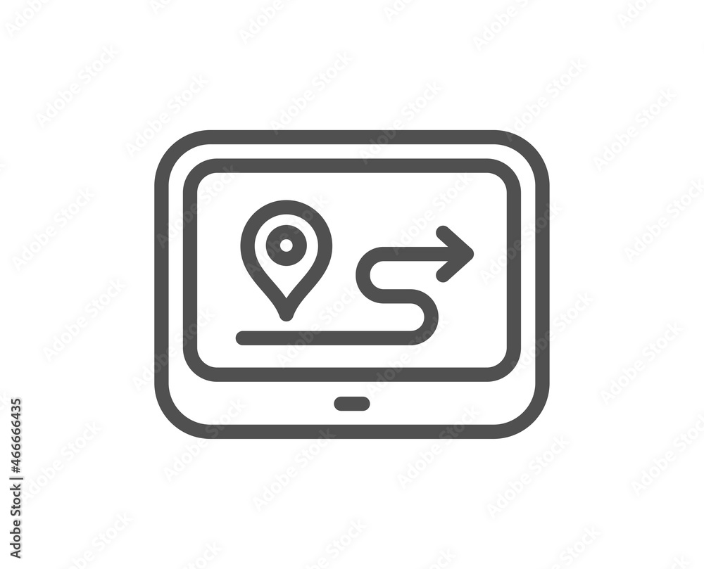 GPS route line icon. Road path sign. Journey map device symbol. Quality design element. Linear style gps icon. Editable stroke. Vector GPS route line icon. Road path sign. Journey map device symbol. Quality design element. Linear style gps icon. Editable stroke. Vector