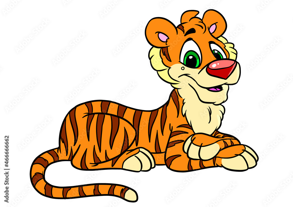 Kind tiger lies character animal illustration cartoon Kind tiger lies character animal illustration cartoon