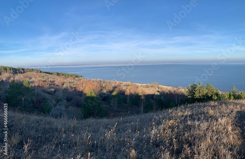 view of the Volga from the hill in autumn