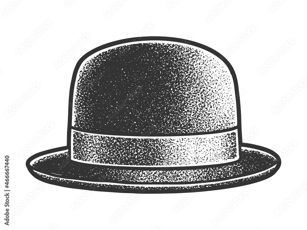 Fotografie Bowler hat sketch engraving vector illustration