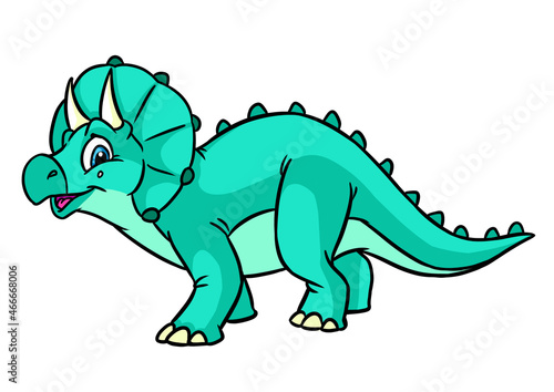 Herbivorous dinosaur Triceratops illustration cartoon  © efengai