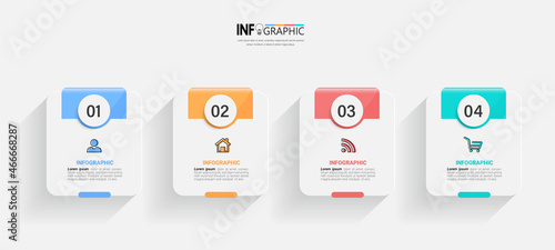 Infographics design template, business concept with 4 steps or options, can be used for workflow layout, diagram, annual report, web design.Creative banner, label vector.