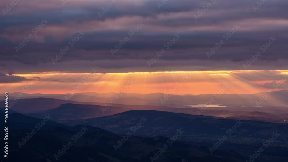 Sunset over Poland countryside from High Tatras mountains national park in Slovakia Sunset over Poland countryside from High Tatras mountains national park in Slovakia