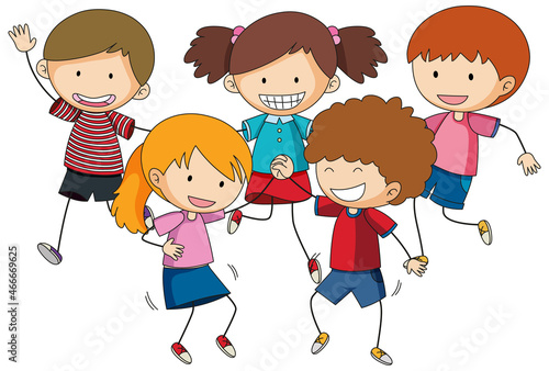 Group of doodle children cartoon character