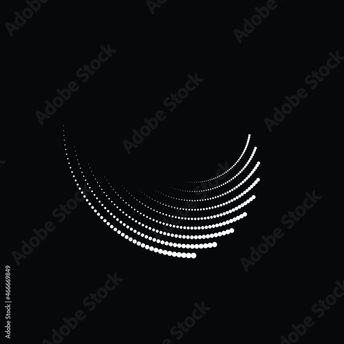 Rotating halftone dots in Spiral Form for comic books . Twirl background . Vector Illustration . Round Logo . Spiral Design element . Abstract Geometric vortex.