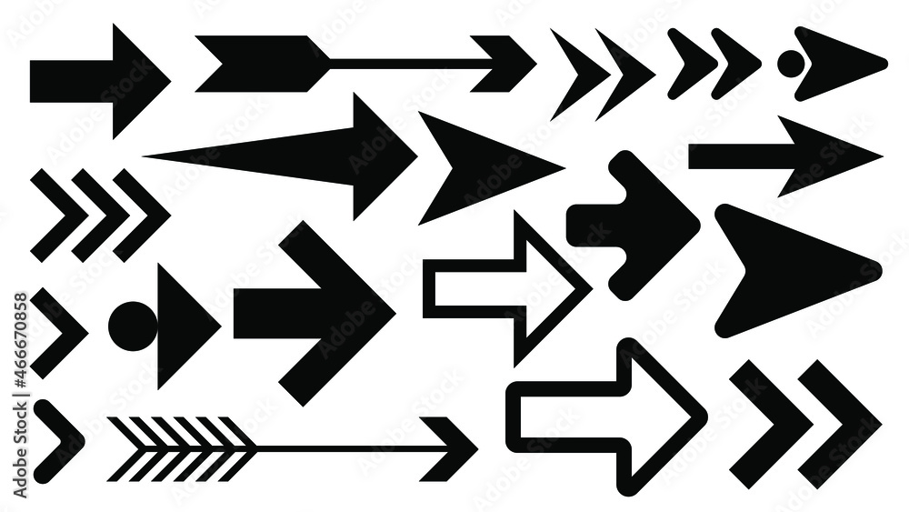 Arrow icon collection set for web designs. Arrow cursor flat style isolated on white background. Arrow icon collection set for web designs. Arrow cursor flat style isolated on white background.
