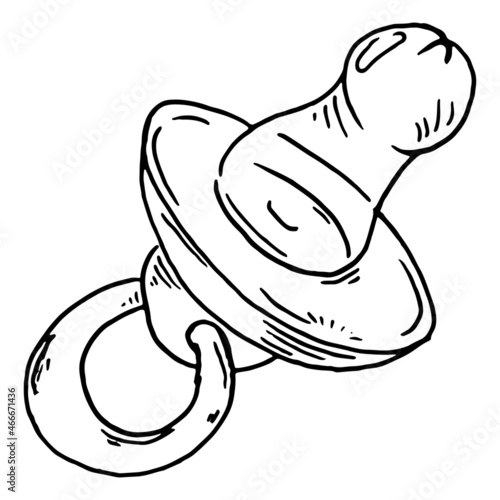 Baby pacifier. Vector illustration of a sketch of a pacifier for a newborn.