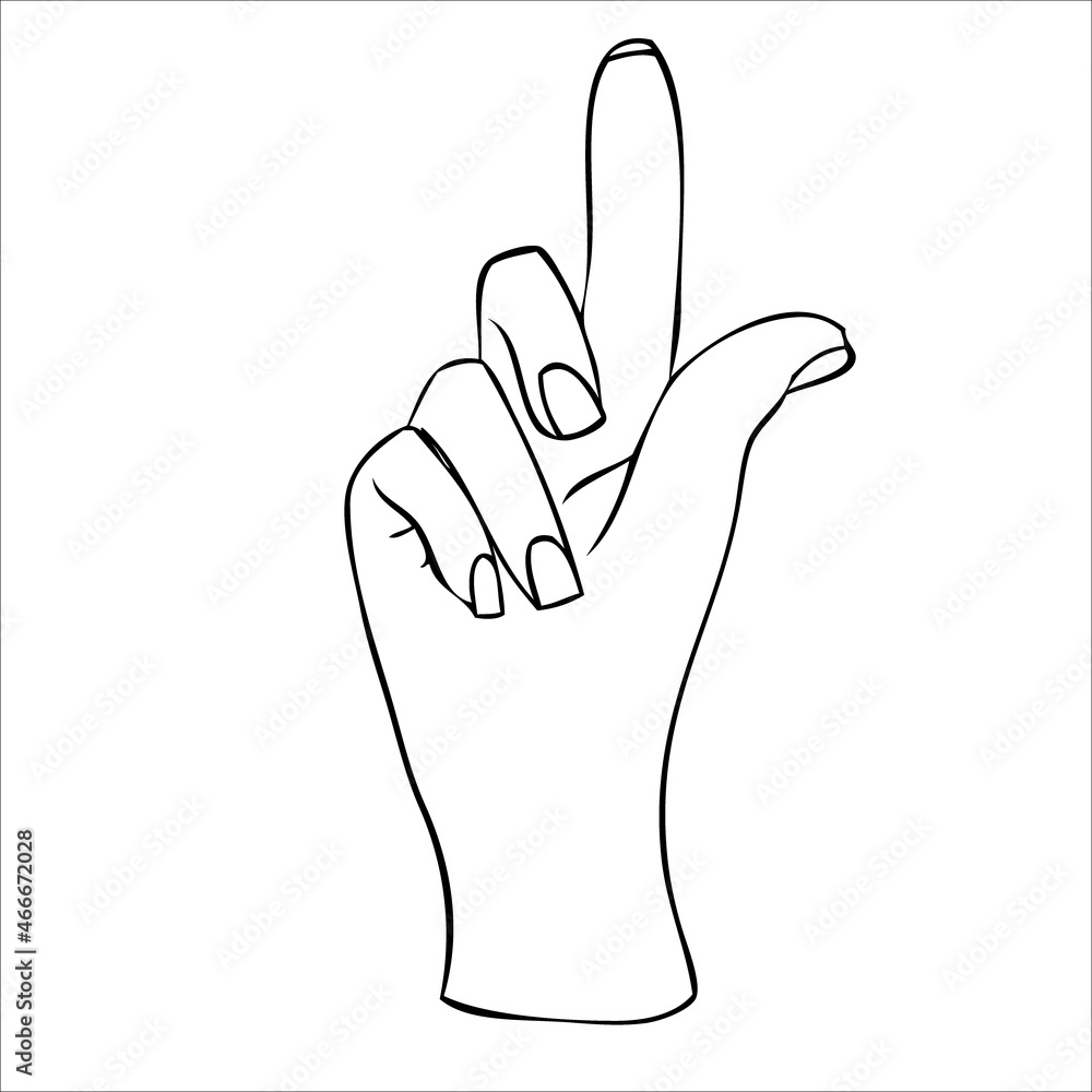Linear silhouette of an elegant female or witch hand. Linear silhouette of an elegant female or witch hand.