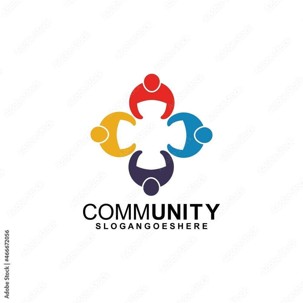 Community logo icon design with colorful people in a circular shape ...