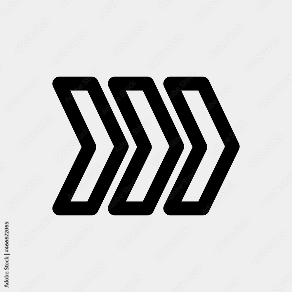 Fototapeta premium Fast forward arrow icon vector illustration in line style, use for website mobile app presentation