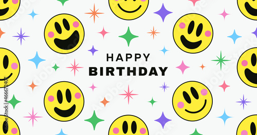 Trendy Cute Happy Birthday Banner Vector Design.