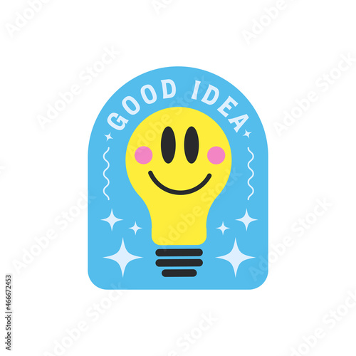 Good Idea Cute Sticker. Cool Comic Patch, Badge, Pin Vector Design.