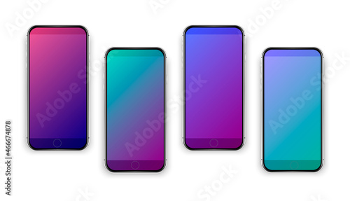 Wallpaper Mural Realistic cell phone colorful mockup. Smart phone template design. Isolated cell phone. Vibrant colored mobile set phones. Torontodigital.ca