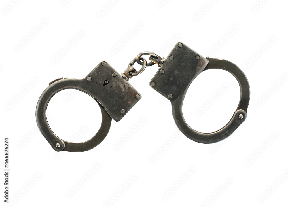 Old Handcuffs On White Old Handcuffs On White
