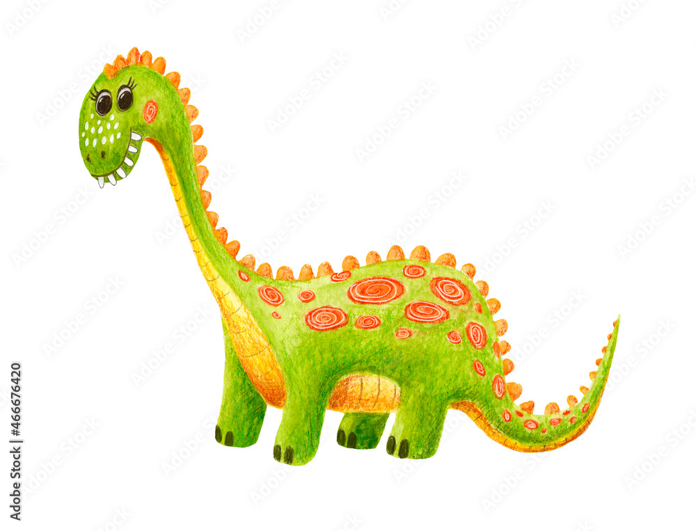 Fototapeta premium funny dinosaur watercolor isolated on white background
