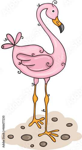 Cute pink flamingo isolated on white
