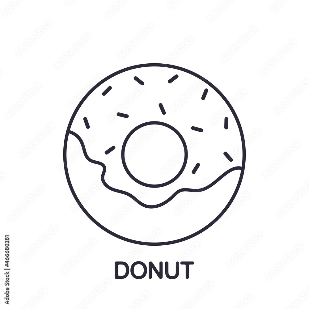Obraz premium Donut outline icon. Vector illustration isolated.