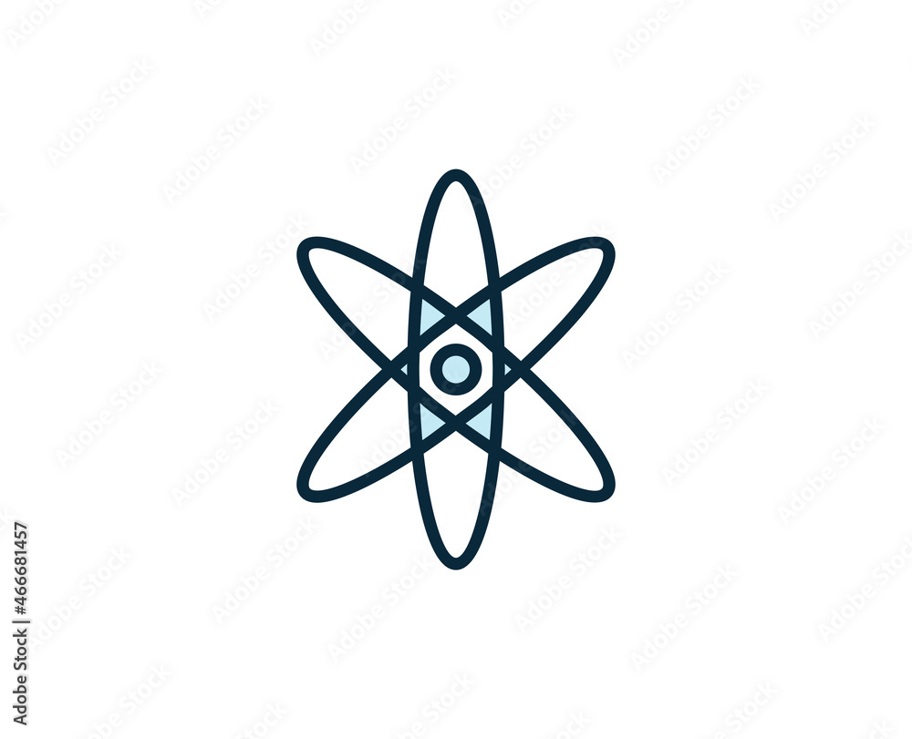 Atom line icon. High quality outline symbol for web design or mobile app. Thin line sign for design logo. Color outline pictogram on white background Atom line icon. High quality outline symbol for web design or mobile app. Thin line sign for design logo. Color outline pictogram on white background