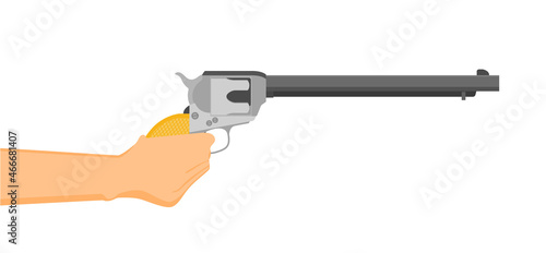 Flat vector illustration of antiquated American Gun.