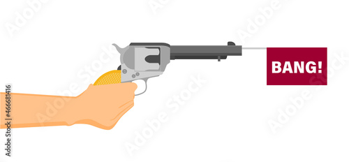 Flat vector illustration of antiquated American Gun.