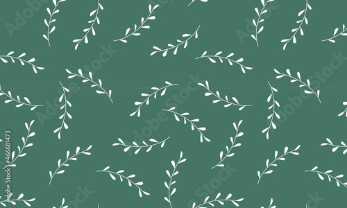 Mistletoe green seamless pattern. Christmas background  wrapping paper  wall paper.