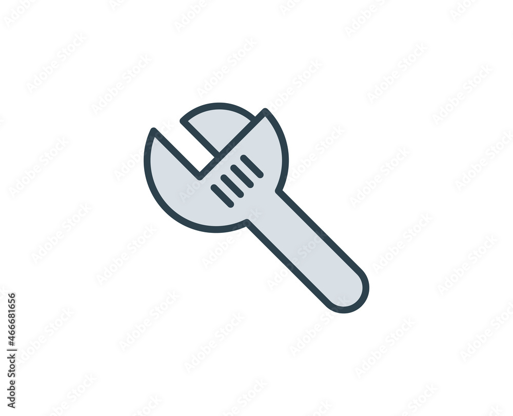 Wrench flat icon. Single high quality outline symbol for web design or mobile app. House thin line signs for design logo, visit card, etc. Outline pictogram EPS10 Wrench flat icon. Single high quality outline symbol for web design or mobile app. House thin line signs for design logo, visit card, etc. Outline pictogram EPS10