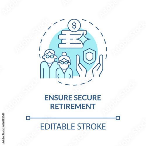 Plan safe retirement concept icon. Emergency fund creation abstract idea thin line illustration. Sustained retirement income. Pension budget. Vector isolated outline color drawing. Editable stroke