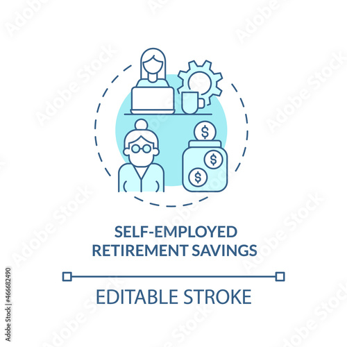 Self-employed pension savings concept icon. Bank account option abstract idea thin line illustration. Retirement account for self employed. Vector isolated outline color drawing. Editable stroke