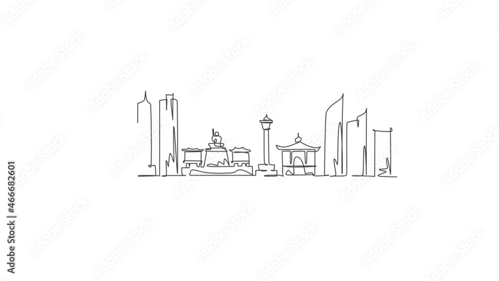 Animated self drawing of one continuous line draw Busan city skyline, South Korea. Beautiful landmark postcard. World landscape tourism travel vacation. Editable full length single line animation. Animated self drawing of one continuous line draw Busan city skyline, South Korea. Beautiful landmark postcard. World landscape tourism travel vacation. Editable full length single line animation.