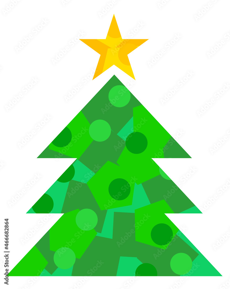 丸や四角でできた模様のクリスマスツリー 丸や四角でできた模様のクリスマスツリー