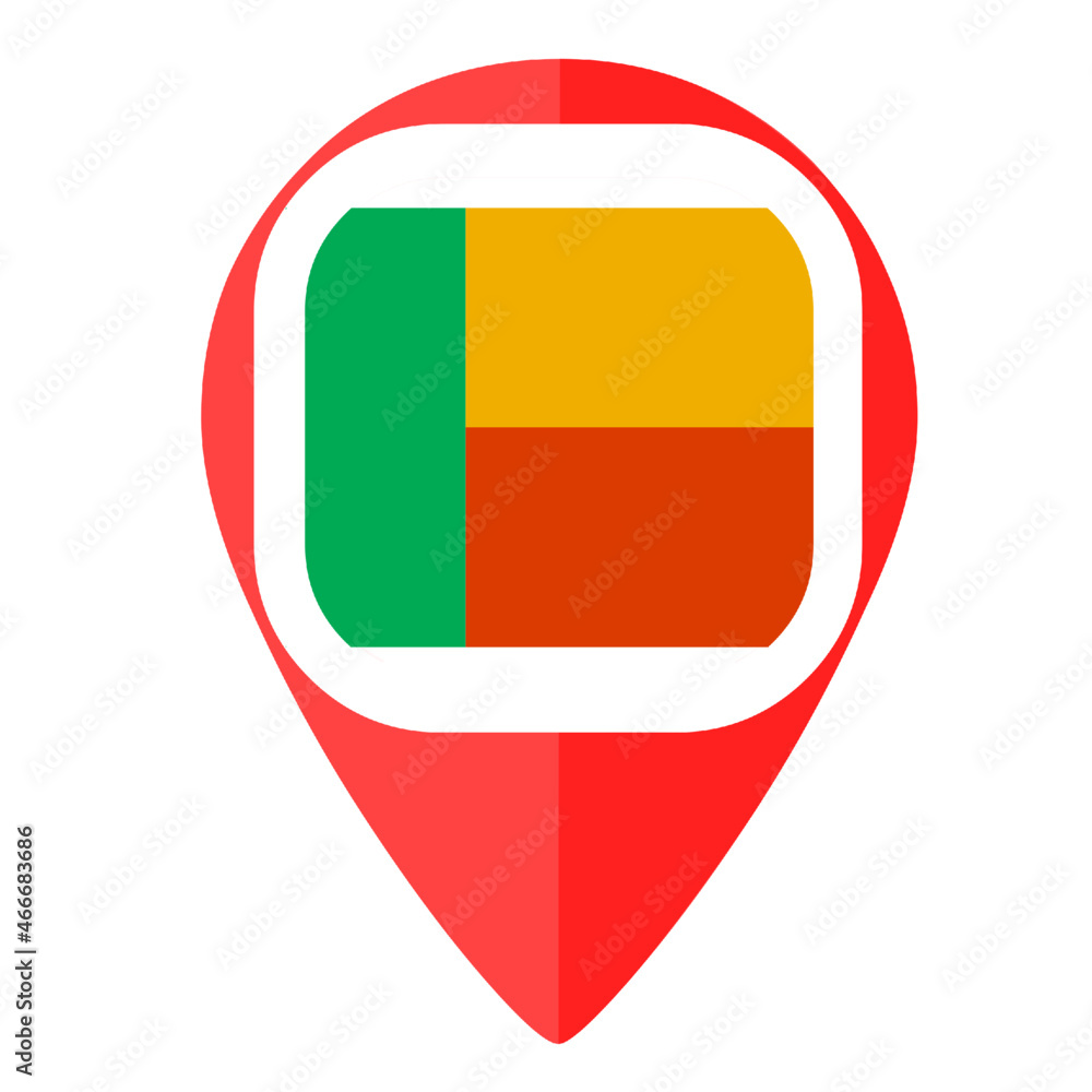 Benin country flag national pin marker Benin country flag national pin marker