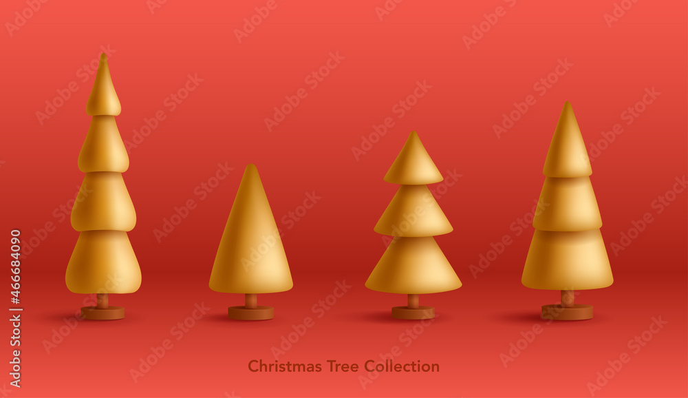 3D tree set of Christmas. Christmas collection. 3D tree set of Christmas. Christmas collection.