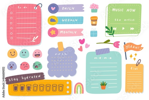 Cute journal and planner design vector illustration