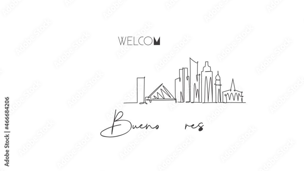 Animation of one line drawing of Cordoba city skyline, Argentina. World historical town landscape. Best place holiday destination decor poster. Continuous line self draw animated. Full length motion. Animation of one line drawing of Cordoba city skyline, Argentina. World historical town landscape. Best place holiday destination decor poster. Continuous line self draw animated. Full length motion.