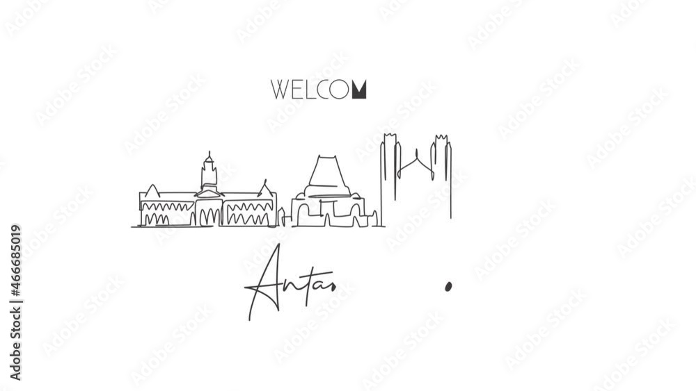 Animated self drawing of one continuous line draw Antananarivo city skyline, Madagascar. Beautiful city landmark. World landscape tourism and travel. Editable full length single line animation. Animated self drawing of one continuous line draw Antananarivo city skyline, Madagascar. Beautiful city landmark. World landscape tourism and travel. Editable full length single line animation.