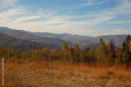 Calm landscape of mountains in autumn