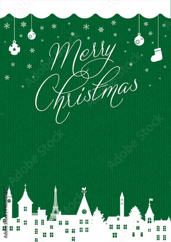 Merry christmas postcard template illustration ( knit pattern )