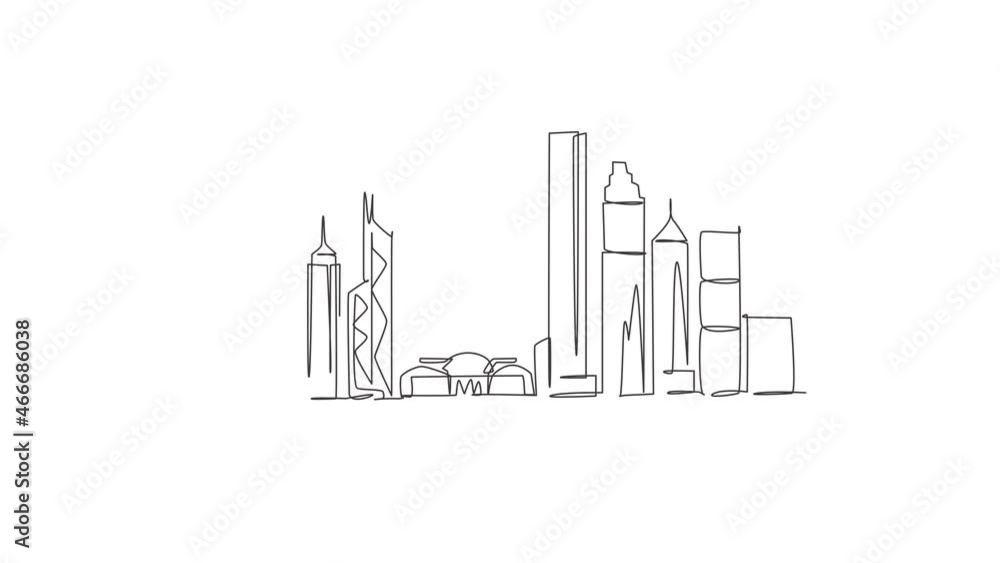 Animation of one line drawing of Hong Kong city skyline, China. Historical town landscape home wall decor art poster. Best holiday destination. Continuous line self draw animated. Full length motion. Animation of one line drawing of Hong Kong city skyline, China. Historical town landscape home wall decor art poster. Best holiday destination. Continuous line self draw animated. Full length motion.