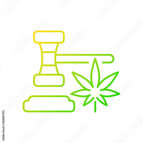 Cannabis legalization gradient linear vector icon. Legal recreational sale. Marijuana legality. Reform initiatives. Thin line color symbol. Modern style pictogram. Vector isolated outline drawing