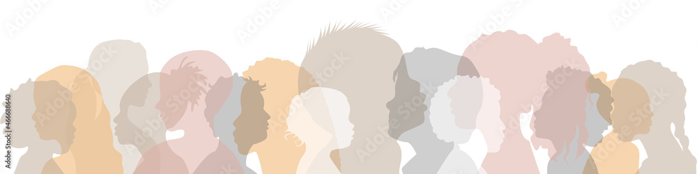Children of different ethnicities stand side by side together. Flat vector illustration.	