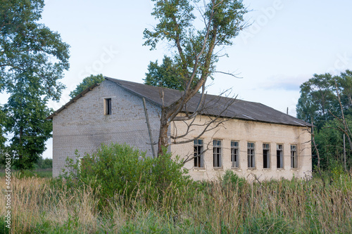 Russia, Tver region, Kuvshinovsky district, village of Rantsevo. The old building. The destroyed store.  photo