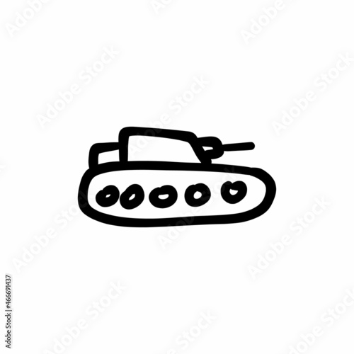 Battle tank icon in vector. Logotype - Doodle