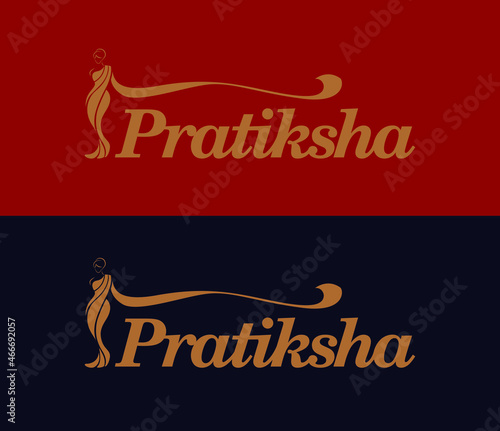 Pratiksha Sarees brand logo. Pratiksha sarees logo with women figure.