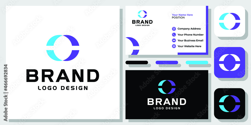Initial Letter C CC Monogram Circle Abstract Colorful Circular Logo Design with Business Card Template Initial Letter C CC Monogram Circle Abstract Colorful Circular Logo Design with Business Card Template