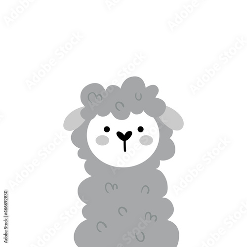 vector illustration of a cute grey sheep